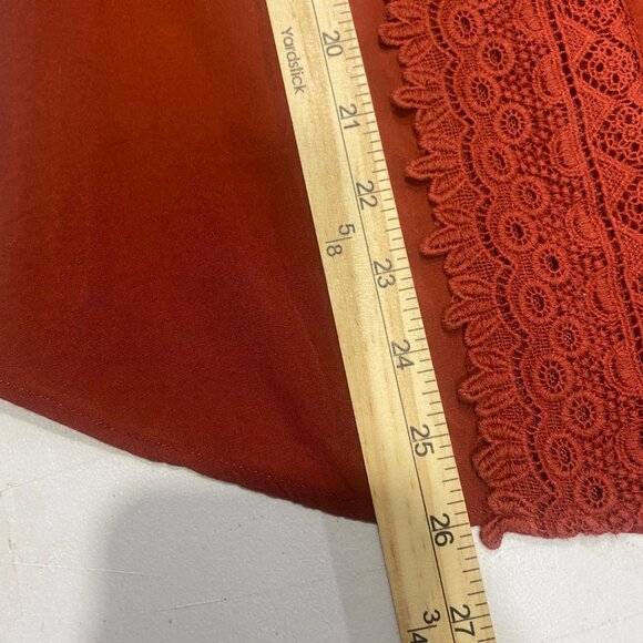 Maeve Anthropology Button Down Blouse Womens Size 6 Rust Red Lace Cotton Blend C - Picture 9 of 11